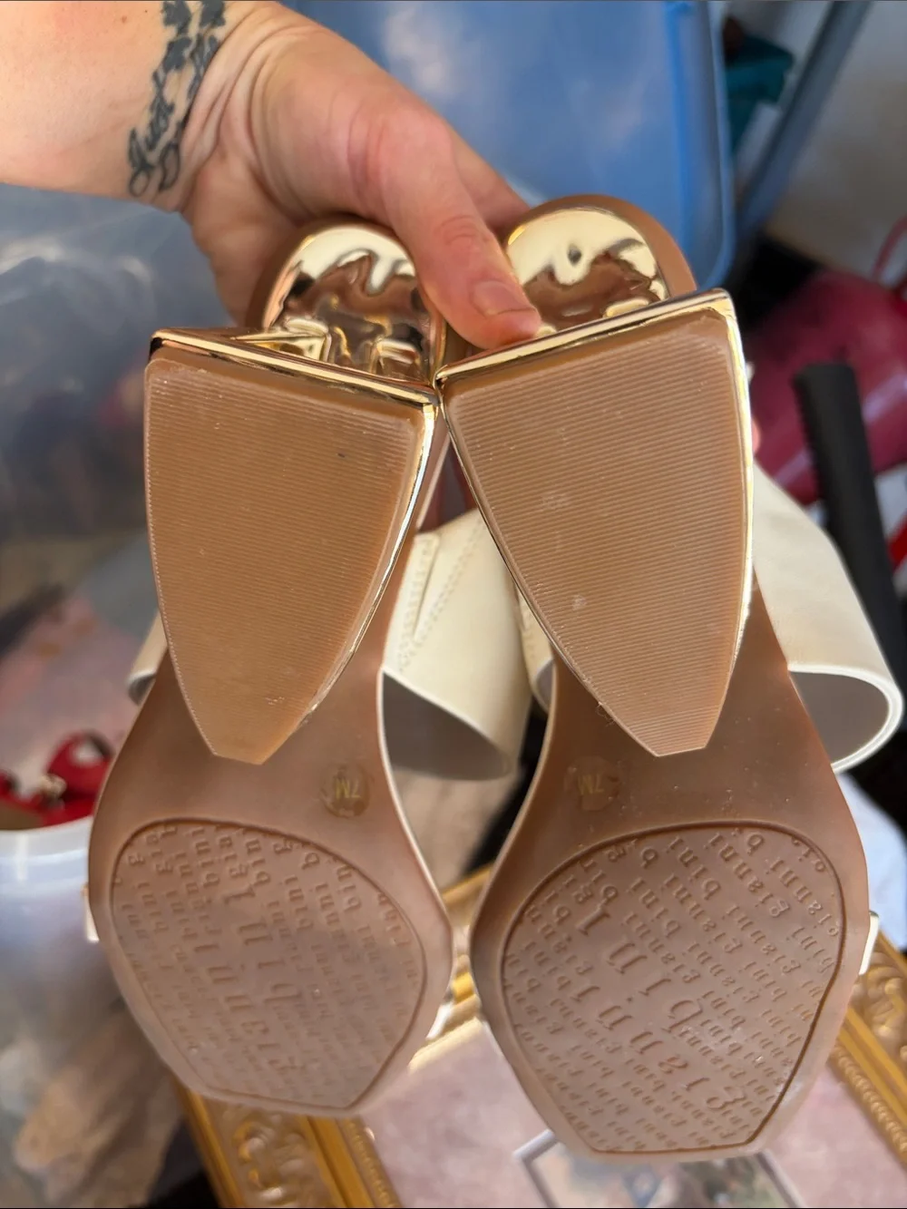 Gianni Bini Ivory Square-Toe Slide Mules